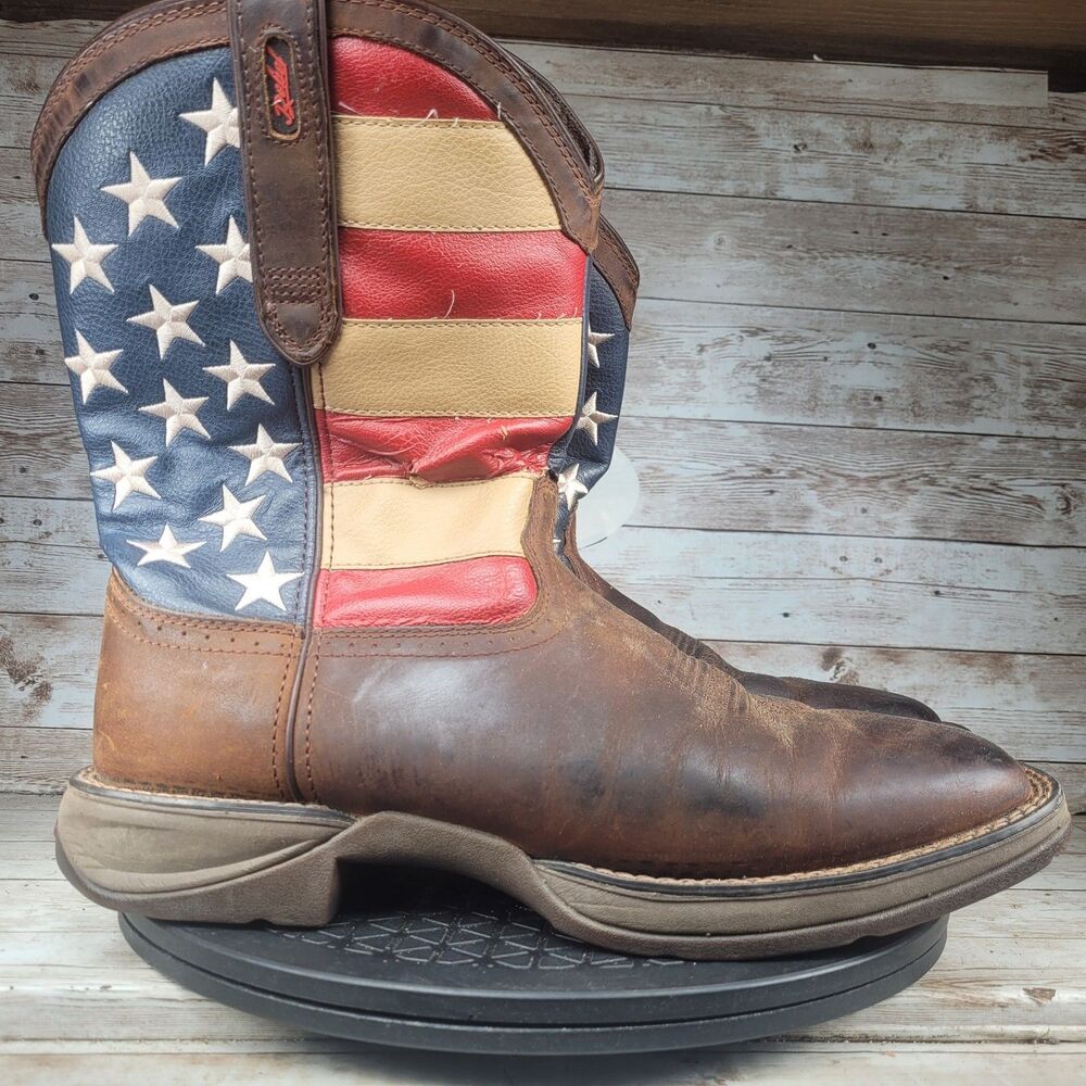 Durango Rebel Patriotic Men Size 11 Pull-On Brown Western Flag Boots